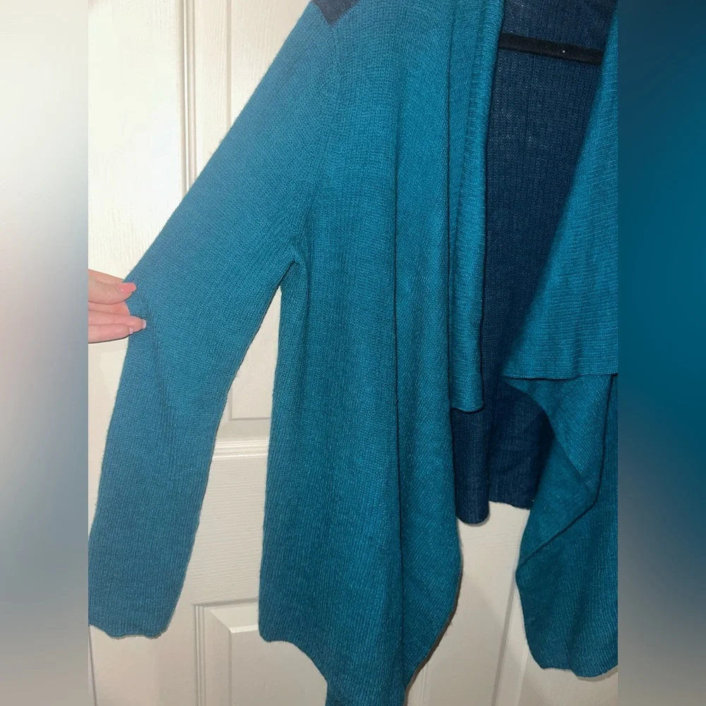 Eileen Fisher Blue Teal Royal Alpaca Women's Open Cardigan